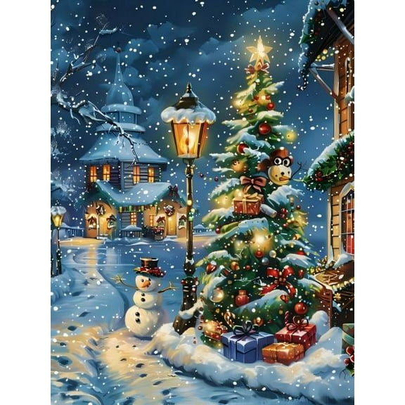 HsdsBebe Christmas Diamond Art Painting Kits for Adults, Christmas Snow House Diamond Art,Gem Art Craft Home Game for Kids
