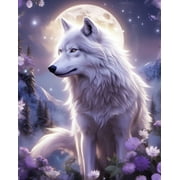 HsdsBebe DIY 5D Diamond Art Painting Kits for Adult,Wolf In The Moonlight Diamond Art Craft for Kids
