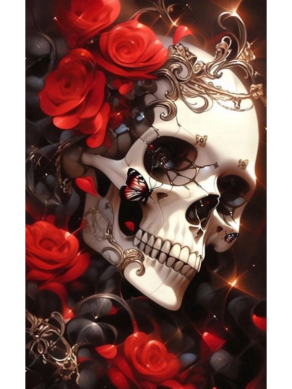 DIY 5D Diamond Art Painting Kits for Adults,Rose Skull Diamond Art,Gem Art Craft for Kids