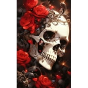 HsdsBebe DIY 5D Diamond Art Painting Kits for Adults,Rose Skull Diamond Art,Gem Art Craft for Kids