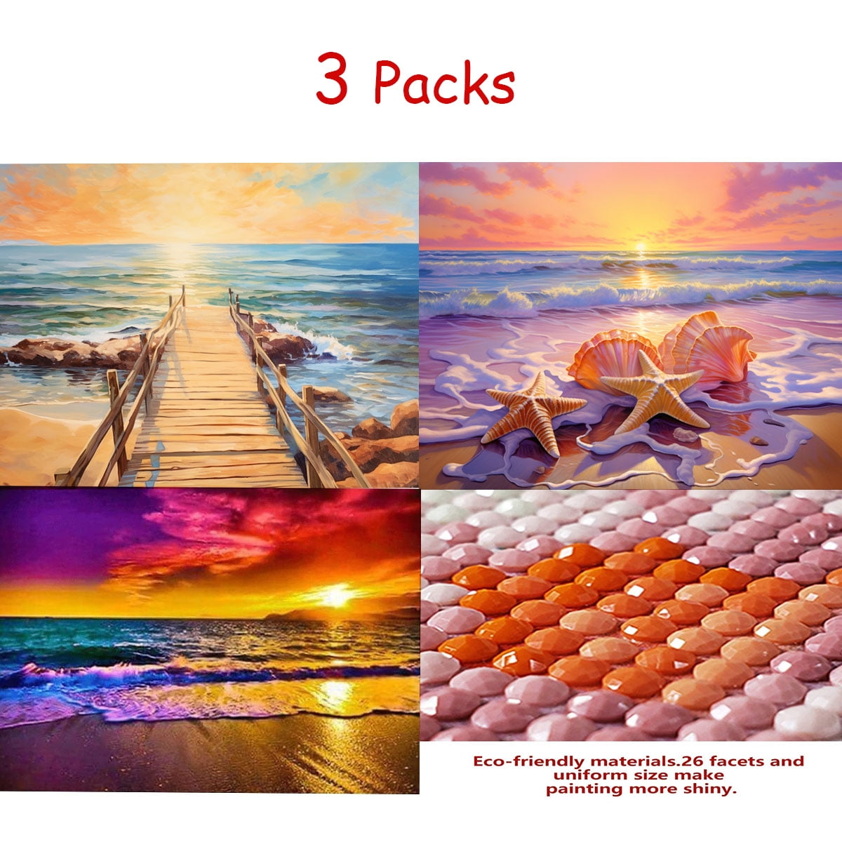  Carreau Diamond Painting Diamond Art for Adults Beach Jewel Painting  Kits for Teens Paint with Dots or Dotz Full Square Drill 12x16 5D DIY Gem  Art Club Purple Pink Seashell Sunset