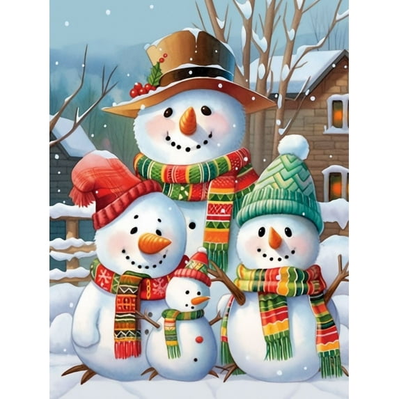 HsdsBebe DIY Diamond Art Painting Kit,Snowman Family Art Craft Gem Painting Adult and Children Diamond Art.