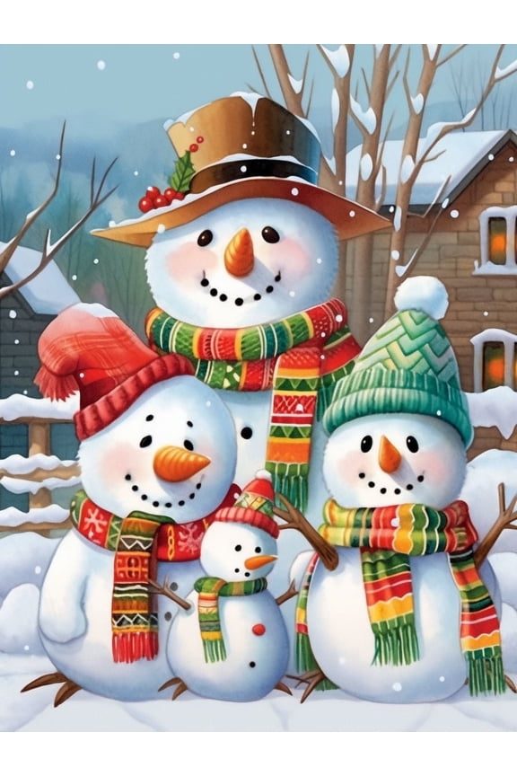 DIY Diamond Art Painting Kit,Snowman Family Art Craft Gem Painting Adult and Children Diamond Art.