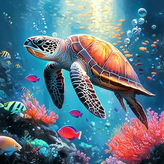 HsdsBebe DIY Diamond Art Painting Kits Embroidery Cross Stitch Sea Turtles 11.8x11.8 inch