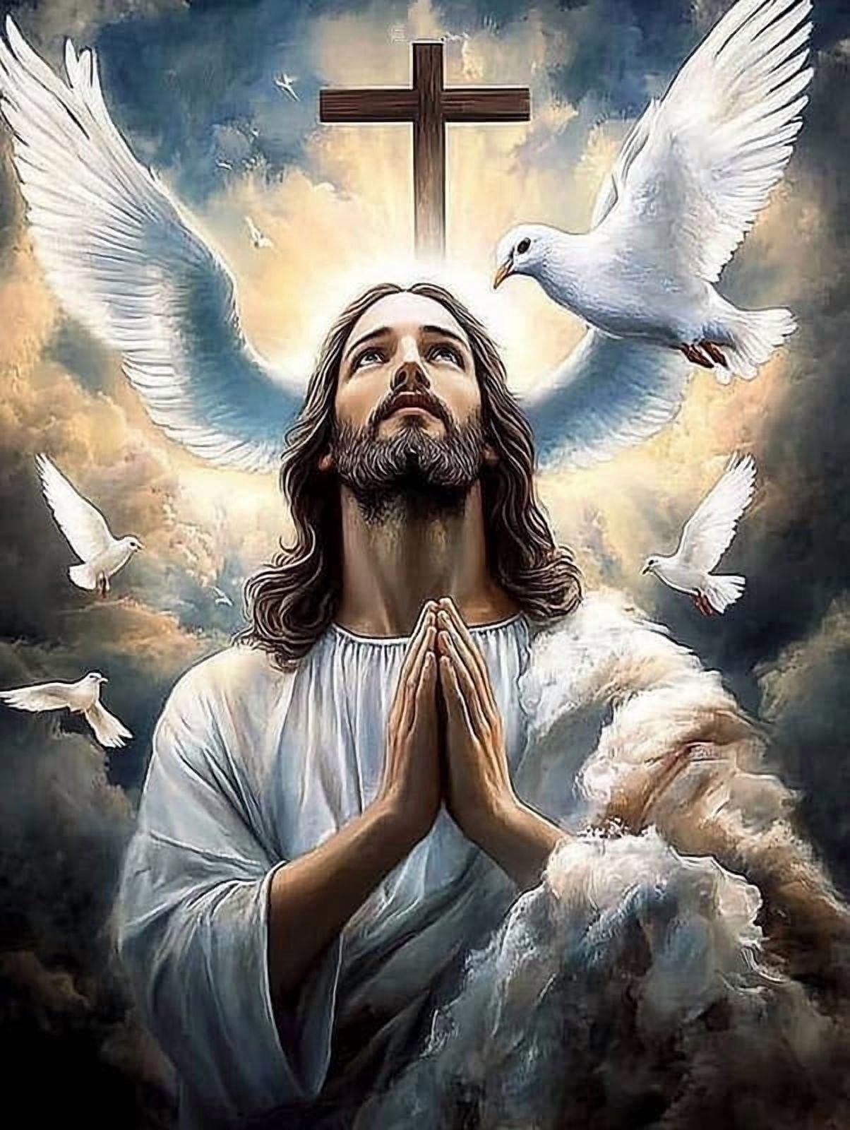 HsdsBebe Diamond Art Jesus Round Full Drill for Adults, DIY Diamond Art Painting Kits,Gem painting for Kids