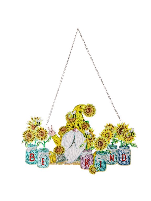 Diamond Art Painting Hanging, DIY Bee with Diamonds Christmas Single Sided Wall Hanging Kits for Beginners, Art Craft Gem Painting Adult and Children Diamond Art