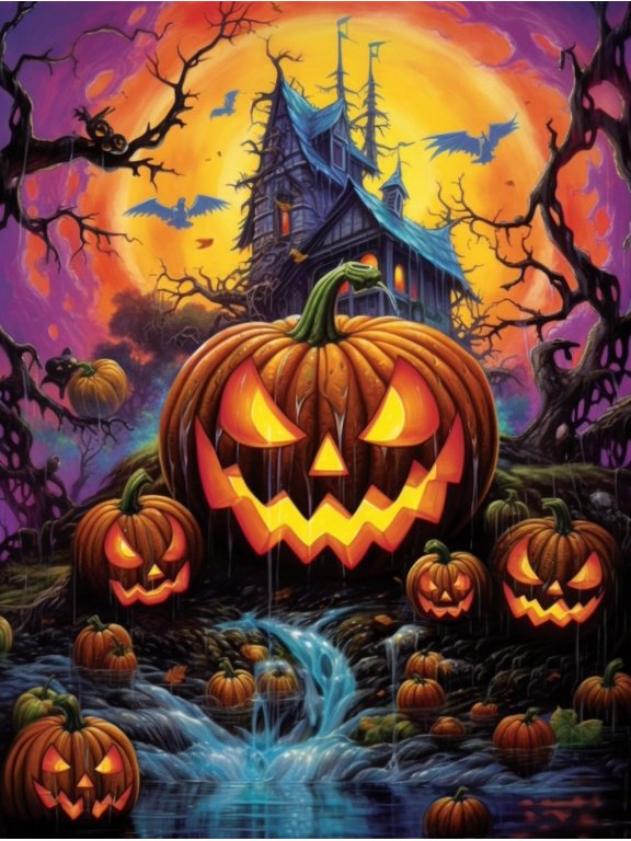 Halloween Diamond Art Painting Kits for Adults, Halloween Pumpkins Diamond Art,Gem Art Craft Home Game for Kids.