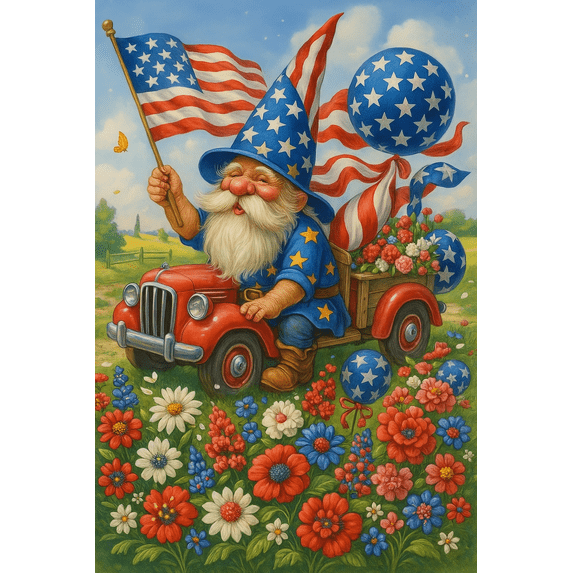 HsdsBebe Independence Day DIY Diamond Art Painting Kit, Decorated flowers Art Craft Gem Painting Adult and Children DIY Full Round 5D Diamond Drill Kit