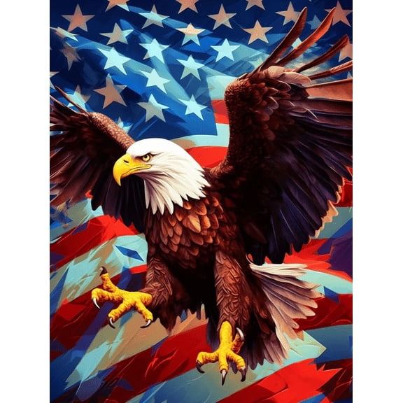 HsdsBebe Independence Day Eagle DIY Diamond Art Painting Kit, Art Craft Gem Painting Adult and Children Diamond Art
