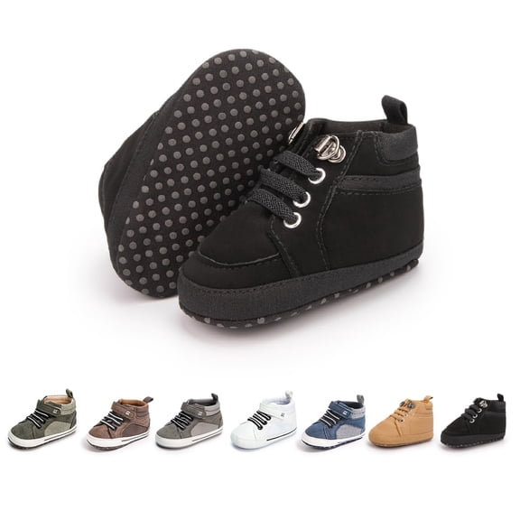 HsdsBebe Baby Boys Girls Shoes Infant High Tops Ankle Sneakers Soft Anti-Slip Sole for First Walkers 3-18 Months