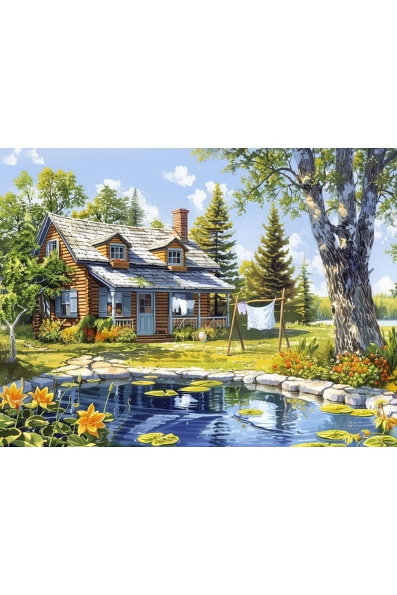Lake Garden DIY Diamond Art Painting Kit, Art Craft Gem Painting Adult and Children Diamond Art