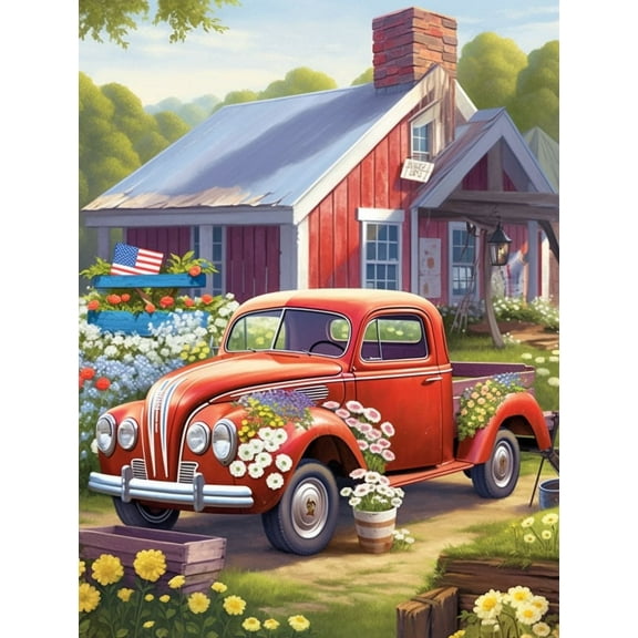 HsdsBebe Motor Vehicles DIY Diamond Art Painting Kit, Art Craft Gem Painting Adult and Children Diamond Art