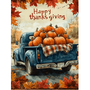 HsdsBebe Thanksgiving Diamond Art Painting Kits for Adults, Thanksgiving Pumpkins Trucks Diamond Art,Autumn Gem Art Craft Home Game for Kids