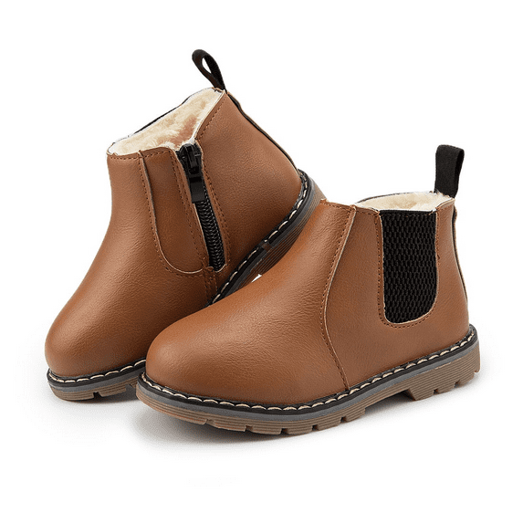 HsdsBebe Toddler Boys Girls Boots Waterproof Winter Snow Chelsea Booties Short Ankle Shoes