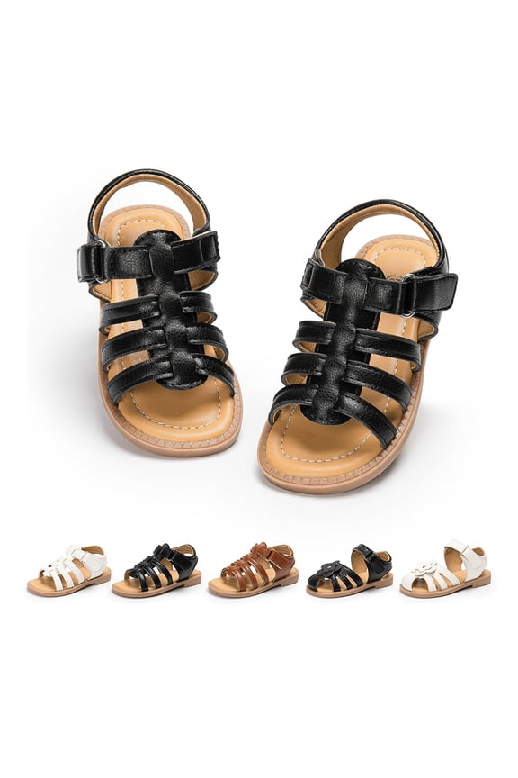 Toddler Girls Sandals Open Toe Summer PU leather Shoes for Little Kids