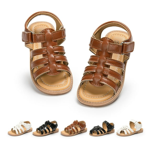 HsdsBebe Toddler Girls Sandals Open Toe Summer PU leather Shoes for Little Kids