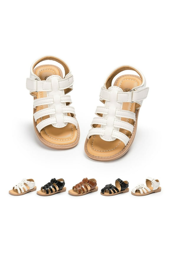 Toddler Girls Sandals Open Toe Summer PU leather Shoes for Little Kids