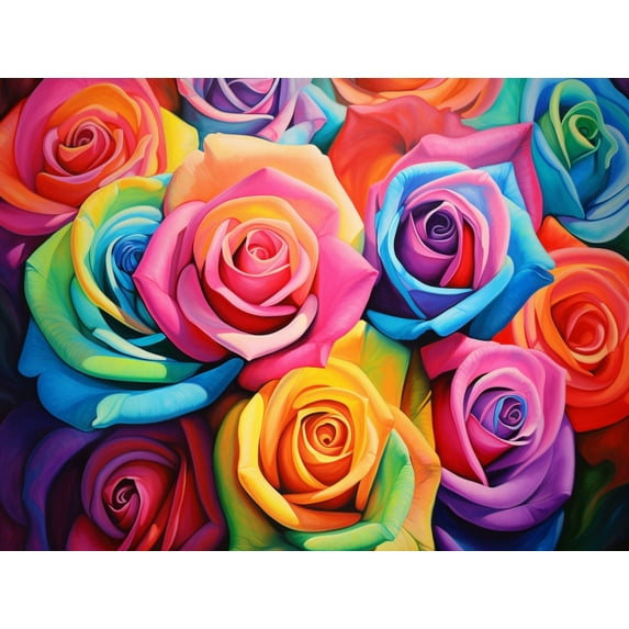 HsdsBebe Valentine's Diamond Art Painting Kits for Adults,Colorful Flowers DIY 5D Diamond Art,Gem Art Craft for Kids.