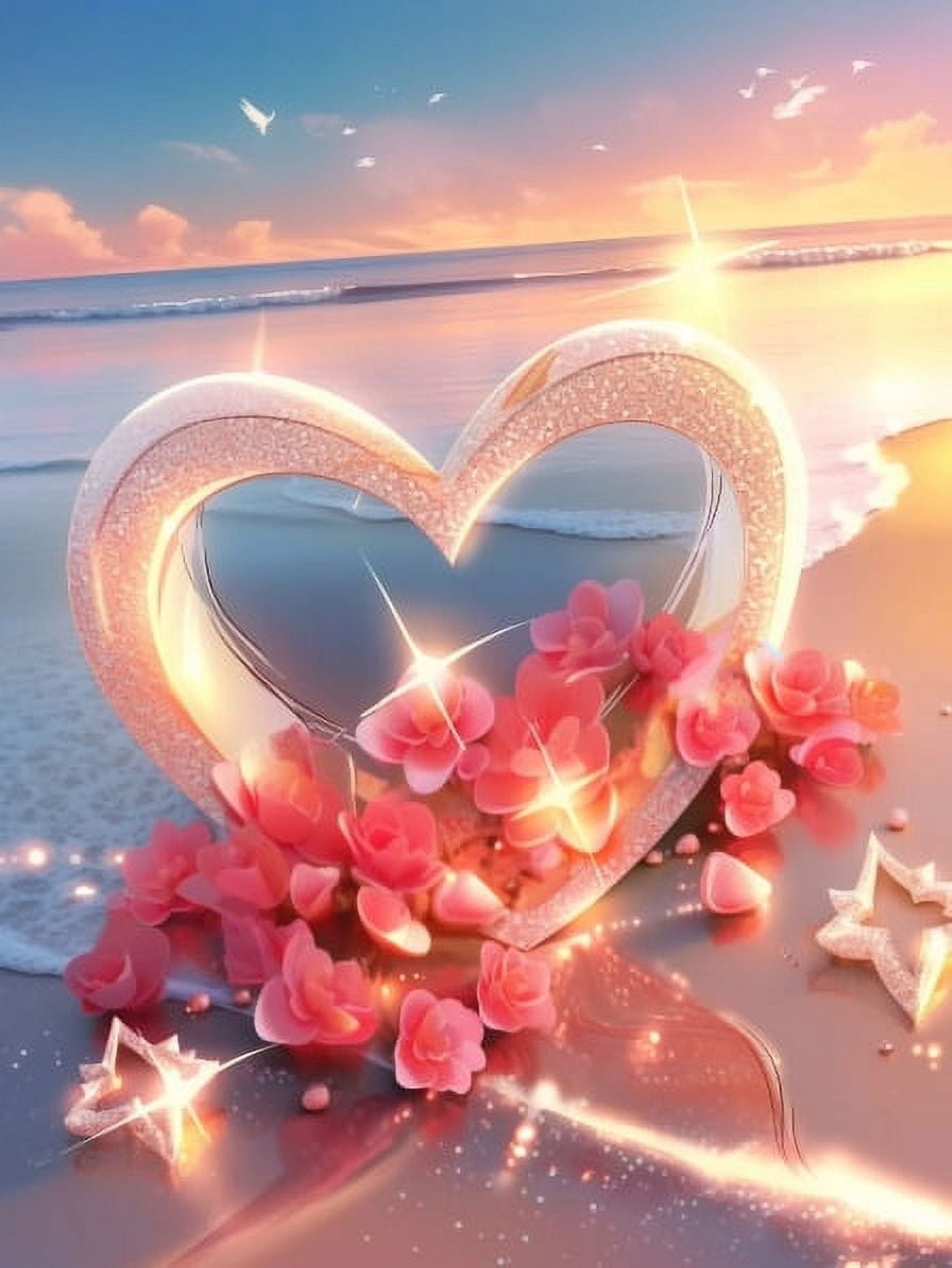 HsdsBebe Valentine's Diamond Art Painting Kits for Adults, Seaside Love DIY Diamond Art,Gem Art Craft Home Game for Kids