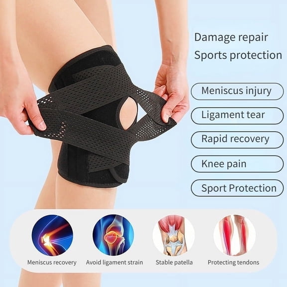 Hsing Knee Brace for ACL MCL Support, Meniscus & Arthritis Pain Relief, Adjustable Compression Stabilizer (Black, Medium)