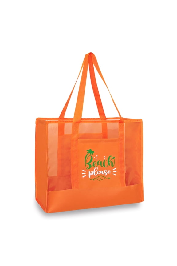 Large Mesh Beach Bags With Pockets & Zipper, Lightweight Beach Tote for Poolside, Trip/swim