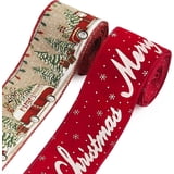 Red Ribbon Flags Use Hsomely 2 Rolls 2.5''x 5 Yards Christmas Wired Ribbon for Crafts ...