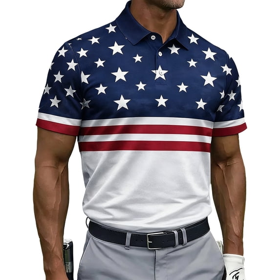 Hsovts 250 Anniversary USA Merchandise Mens 1776 Independence Day Polo Shirt American Golf Shirt Short Sleeve Patriotic Top Dark Blue 3XL