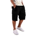 thumbnail image 1 of Hsovts Bermuda Cargo Shorts for Men Long Elastic Waist Drawstring Camo Below Knee Camping Shorts Black 3XL, 1 of 8