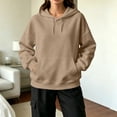 thumbnail image 1 of Hsovts Camel Women's Fashion Hoodies & Sweatshirts Long Sleeve Crewneck Sweatshirts Heavyweight Hoodies Pullover Essentials Fashion Fleece Hoodie with Drawstring M, 1 of 5