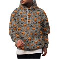 thumbnail image 1 of Hsovts Cozy Soft Halloween All Over Print Hoodies for Men, Spider Web Candy Pumpkin Ghost Pattern Relaxed Fit Daily Casual Sweatshirt Black 3xL, 1 of 6
