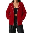 thumbnail image 1 of Hsovts Deep Red Women's Fashion Hoodies & Sweatshirts Long Sleeve Crewneck Zip Up Sweatshirt Essentials Casual Fleece Hoodies with Pocket Heavyweight Pullover Hoodies XL, 1 of 5