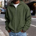 thumbnail image 1 of Hsovts Hoodies for Men Full Zip Drawstring Hooded Waffle Knit Sweatshirts with Pocket Lightweight Loose Tops Army Green XL, 1 of 7