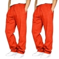 thumbnail image 1 of Hsovts Men 2 Pack Soft Lounge Sweatpants Loose Straight Leg Open Hem Pants Solid Elastic Drawstring Waist Workout Trousers with Side Pockets, Multi Color Bottoms 2 Pack Orange 5xL, 1 of 5