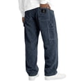 thumbnail image 1 of Hsovts Men Carpenter Pants, Solid Wide‑Wale Corduroy Relaxed Straight‑Leg Multi Cargo Pockets Casual Daily Work Bottoms Blue 3xL, 1 of 3