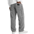thumbnail image 1 of Hsovts Men Carpenter Pants, Solid Wide‑Wale Corduroy Straight‑Leg Multi Cargo Pockets Relaxed‑Fit Daily Work Trousers for Male Gray L, 1 of 3