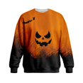 thumbnail image 1 of Hsovts Men Crew Neck Casual Sweatshirt, Orange Black Gradient Halloween Pumpkin Long Sleeve Printed Pullover Beige 3xL, 1 of 5