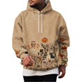 thumbnail image 1 of Hsovts Men Halloween Pumpkin Ghost All Over Print Hoodie, Gradient Brown Long Sleeve Drawstring Hooded Sweatshirt with Kangaroo Pocket Brown L, 1 of 5