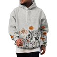 thumbnail image 1 of Hsovts Men Holiday Fall Pullover Hoodie, Halloween Pumpkin Ghost Graphic Print Drawstring Hood Sweatshirt with Pocket Gray M, 1 of 6