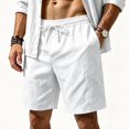 thumbnail image 1 of Hsovts Men Mens Casual Cotton Linen Shorts Summer Beach Shorts Lightweight Elastic Drawstring Waist with Pockets White XL, 1 of 9