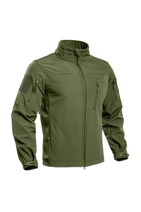 Men Tactical Fleece Lined Softshell Hooded Jacket Waterproof Windproof Coat Military Outdoor Hiking Fall Winter Jackets Green XL