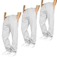 thumbnail image 1 of Hsovts Men's 3 Pack Open Bottom Sweatpants Loose Fit Athletic Pants Drawstring Elastic Waist Workout Trousers with Side Pockets, Solid Straight Leg Pants for Gym Daily Wear White 5xL, 1 of 5