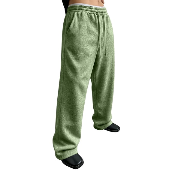 Hsovts Men's Baggy Sweatpants Drawstring Elastic Waist Rope Wide Leg Pants Unisex Breathable Oversized Streetwear Trousers Mint Green M