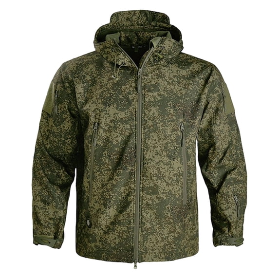 Hsovts Men’s Camouflage Soft Shell Tactical Jacket Hooded Fleece Lined Waterproof Windbreaker Winter Fall Mens Jackets For Outdoor Green XXL