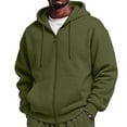 thumbnail image 1 of Hsovts Men's Fleece White Hoodie Casual Zip UpBasic Hoodies Pullover Long Sleeve Hooded Sweatshirt Solid Color Plain Hoodies with Pockets Army Green 2XL, 1 of 7