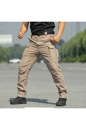 Men's Flex Stretch Tactical Pants, Water Resistant Ripstop Cargo Pants Lightweight BDU Outdoor Work Hiking Khaki XL