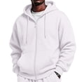 thumbnail image 1 of Hsovts Men's Hoodies Unisex Running Outfits Casual Zip UpSolid Color Long Sleeve Drawstring Pullover Hooded Sweatshirt White S, 1 of 7