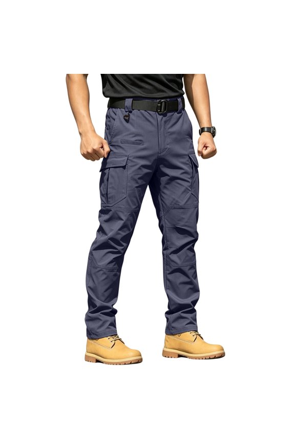 Men's Quick Dry Tactical Pants, Water Resistant Outdoor Pants, Lightweight Stretch Cargo Work Hiking Pants Dark Blue XL