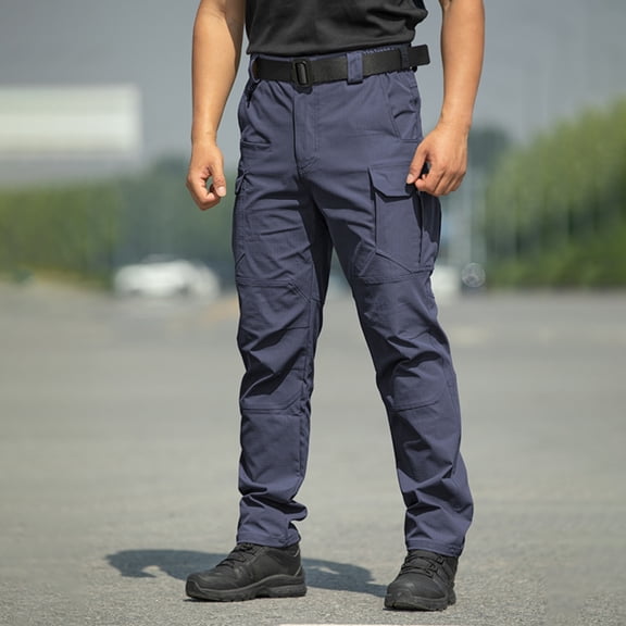 Hsovts Men's Stretch Tactical Pants Water Resistant Ripstop Cargo Pants Outdoor Lightweight EDC Work Hiking Pants Dark Blue S
