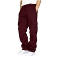 thumbnail image 1 of Hsovts Mens Cargo Sweatpants Plus Size Baggy Jogger Sweatpants Drawstring Open Leg Big and Tall Workout Pants with Pockets Wine 3xL, 1 of 8