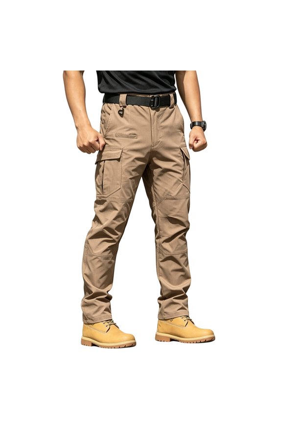 Mens Cargo Work Pants Durable Ripstop Tactical Pants with 6 Pockets Outdoor Water Resistant Hiking Woking Construction Pants Earthy Yellow S
